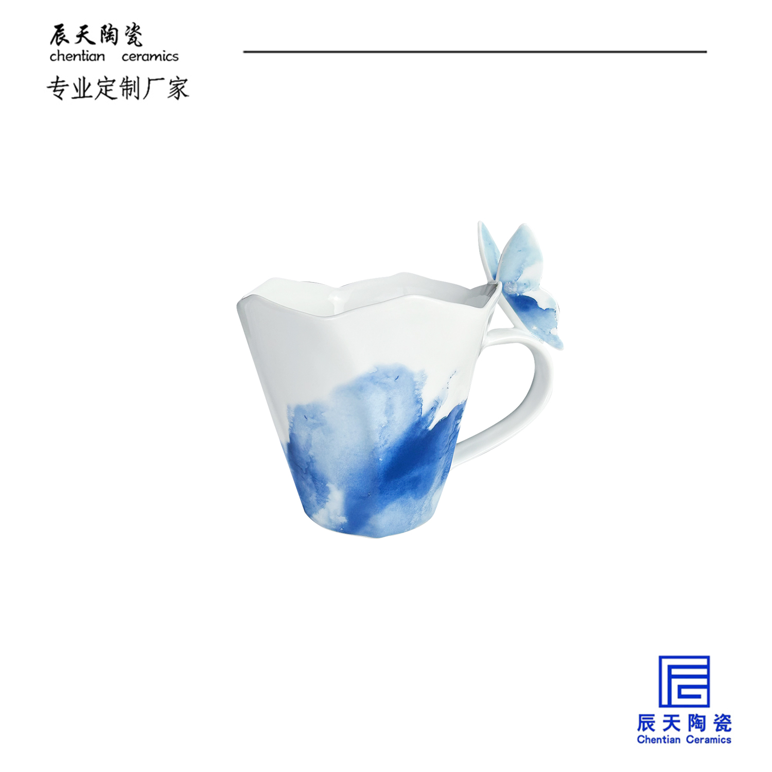 <b>客戶定制 創意蝴蝶花瓣陶瓷馬克杯</b>